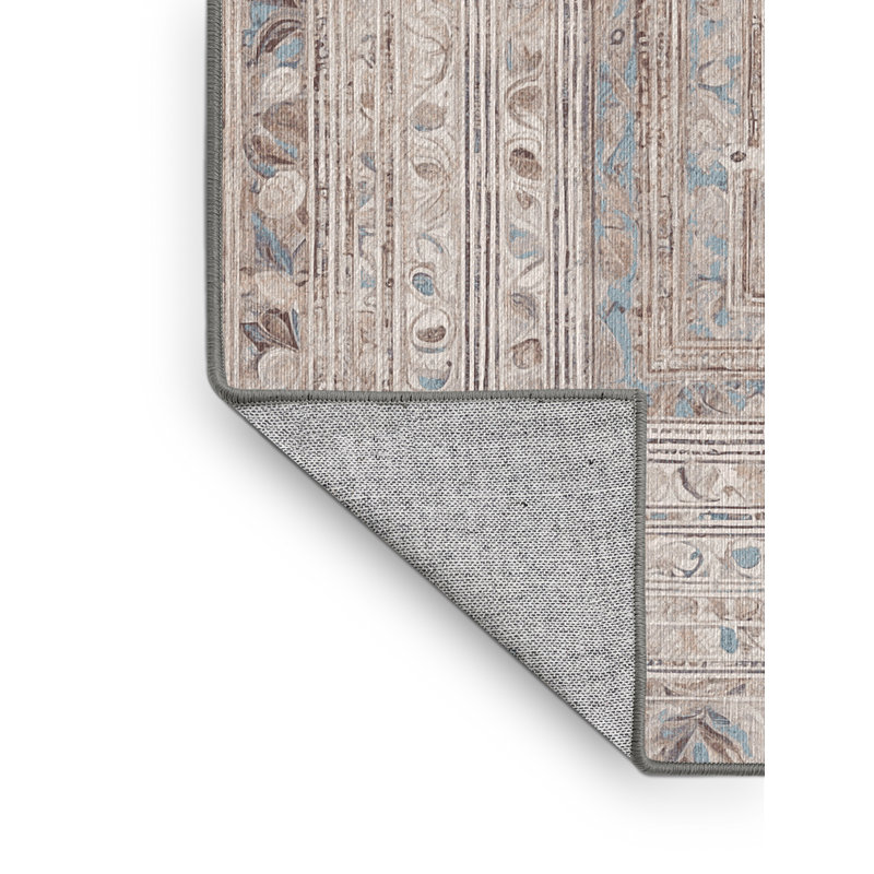 Machine Washable Gray Area Rug, Round 6'