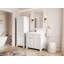 Paris 36 In. W X 22 In. D Left Offset Sink Bathroom Vanity In White With Cove Edge White Quartz