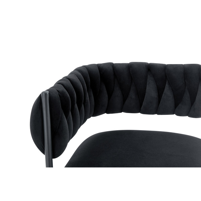 Ensemble de table à manger moderne 9 pièces, bois aggloméré et velours noir, pour cuisine familiale
