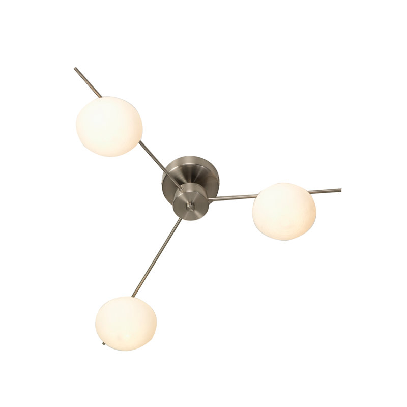 Robenson Glass Semi Flush Mount, Satin Chrome