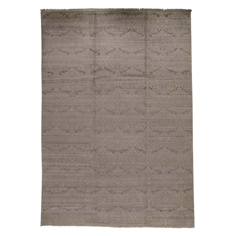 Tapis gris clair noué à la main de haute qualité