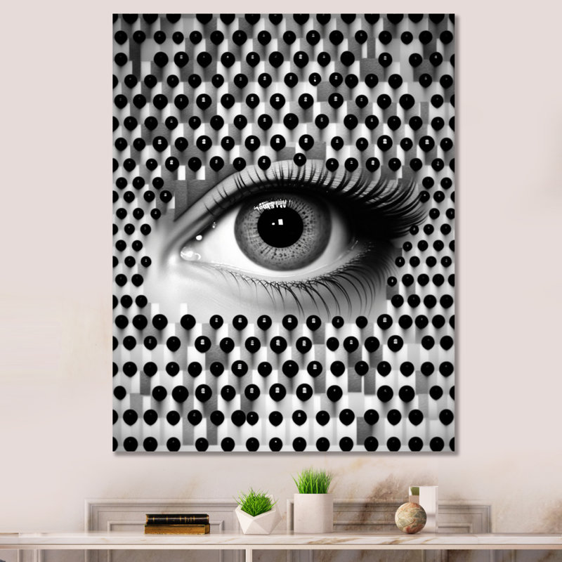 Décoration murale œil monochrome, H 20 po x l 12 po x P 1 po