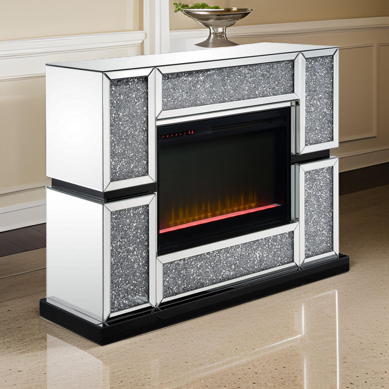 15'' W Silver Electric Fireplace