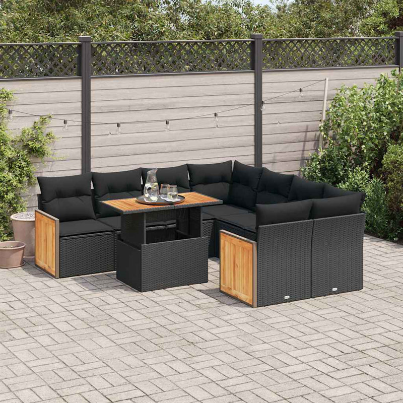 Ensemble de canapé de jardin noir