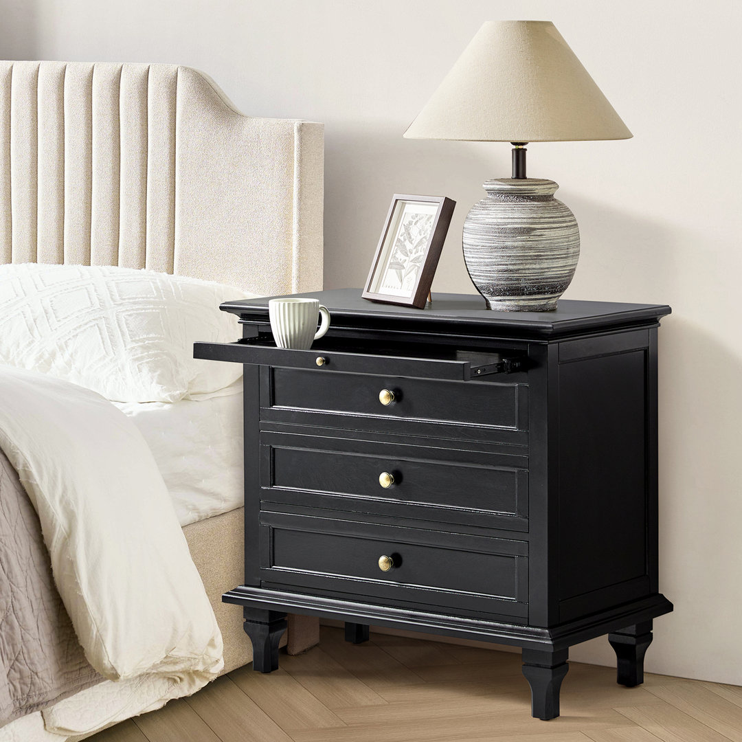 Dominic Country 72cm W 3 - Drawer Bedside Table