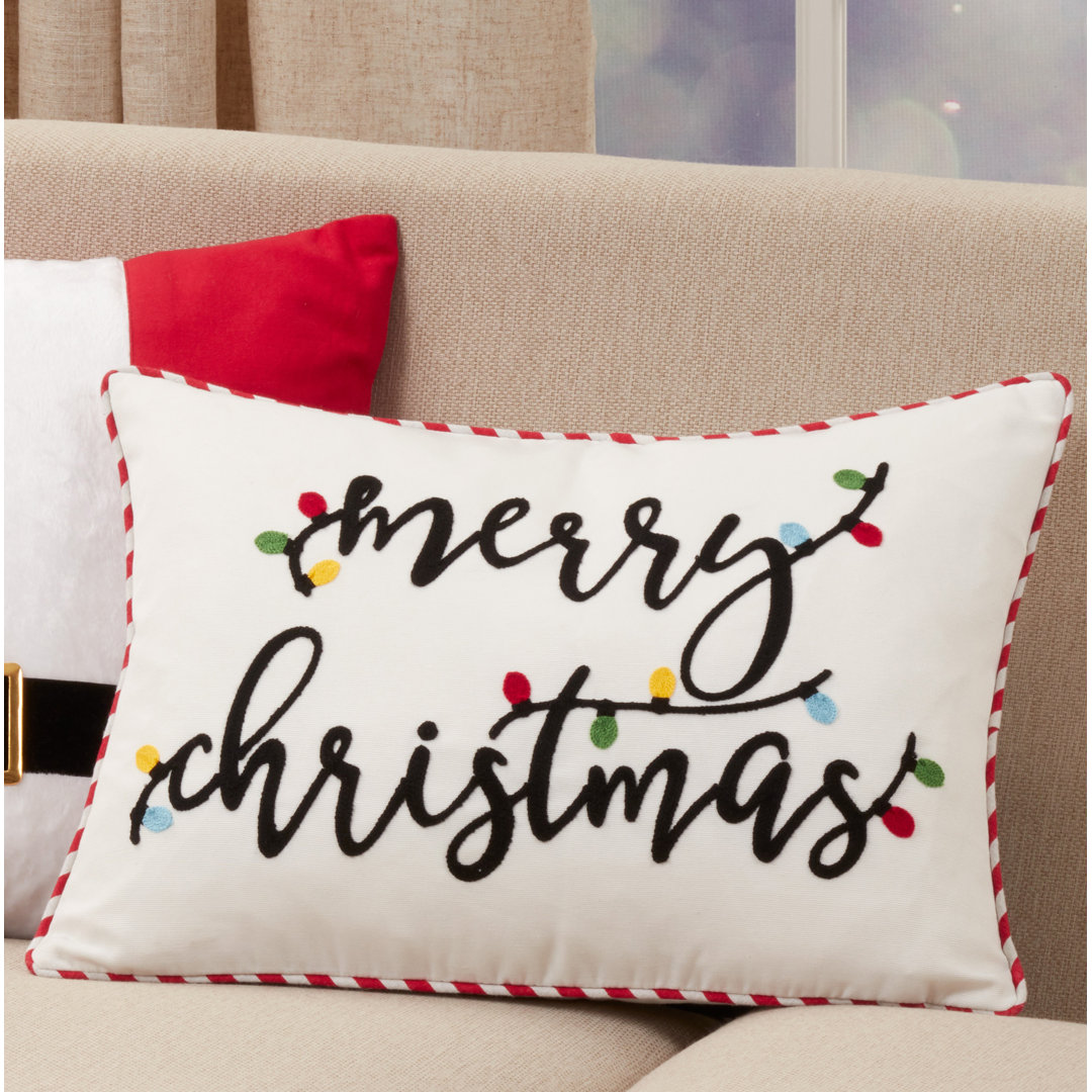Merry Christmas Lights Design 'Merry Christmas' Rectangular Pillow Cover & Insert Saro