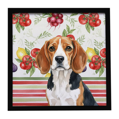Beagle Vegetables Framed Metal Print