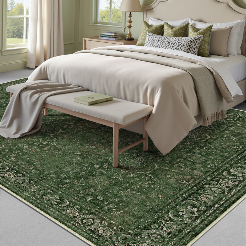 Tapis oriental lavable à la machine avec envers antidérapant Ainez, Rectangulaire 8 pi x 10 pi
