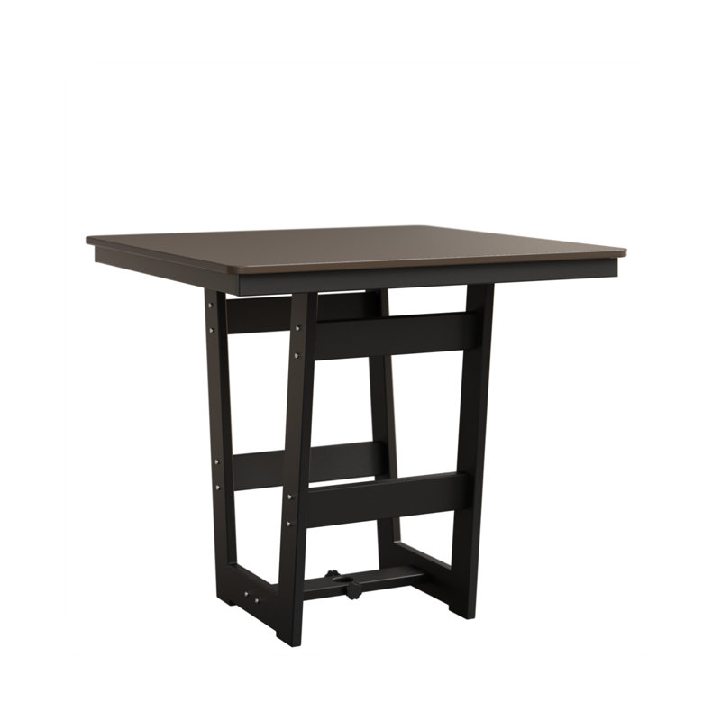 Hudson Outdoor Square Bar Table, Matte Black, Hammered Top Bronze