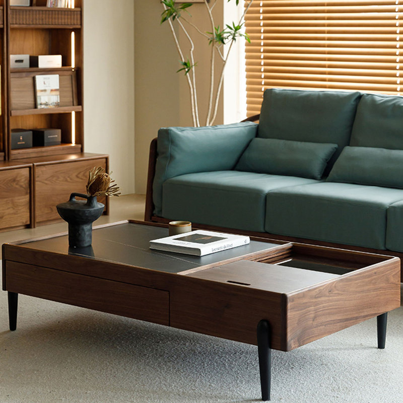 Table basse à quatre pieds avec rangement, H 14,4 po x L 55,1 po x l 29,5 po