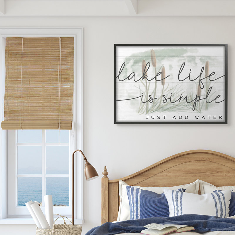 Plantes aquatiques à quenouilles Lake Life, Giclée encadrée noir minuit, H 24 po x l 30 po