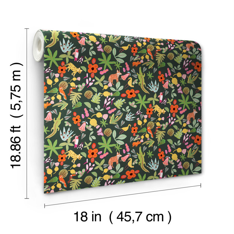 Papier peint adhésif Holalola Selva, Vert / jaune / orange