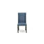 L'ensemble de salle à manger 5 pièces se compose d'une table en bois et de 4 chaises de cuisine en tissu de lin bleu minéral avec dossier rembourré - fini noir sablé-1082842303-1082842302-1094805964