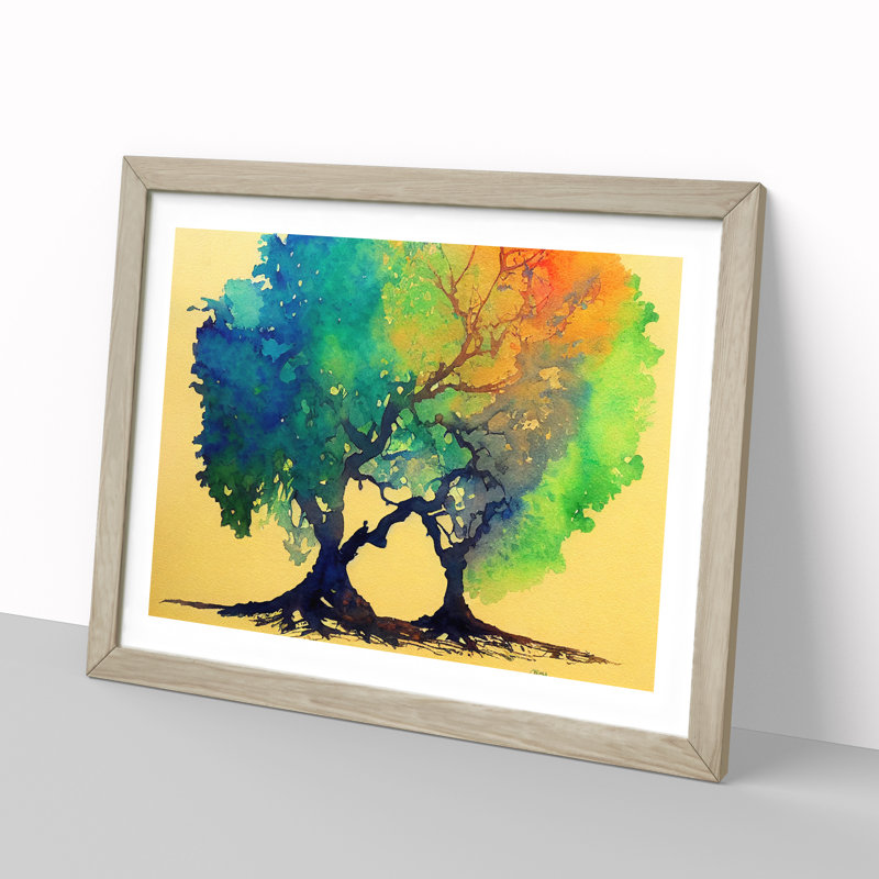 Delicious Trees - Single Picture Frame Painting, 34cm H x 46cm W x 2cm D, Oak