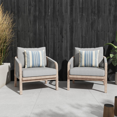 Marinee Acacia Wood Outdoor Woven Chair With Cushions by George Oliver