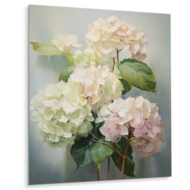 Hortensia blanche et blanche qui murmure - Hortensia, impression sur métal, H 20 po x l 12 po x P 1 po