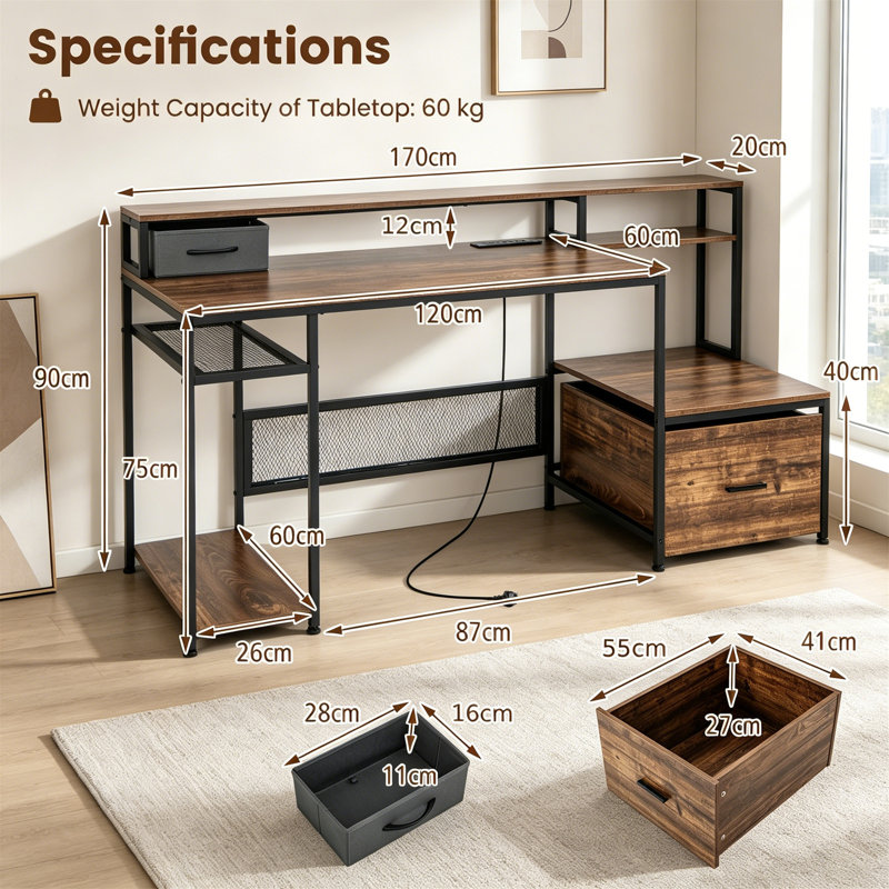 Computer Desk with Monitor Stand