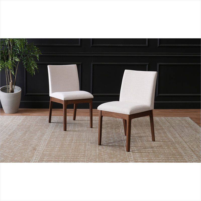 Ensemble de 2 chaises d'appoint modernes avec sièges rembourrés et pieds en bois massif, ton brun