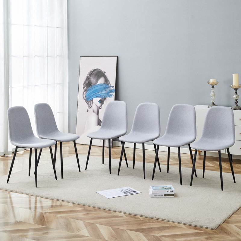 Ensemble de chaise de salle à manger confortable en lin et coton, 6