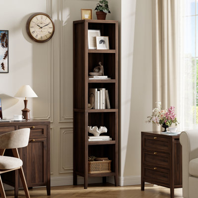 Bibliothèque haute et étroite, tablette cubique ouverte à 5 niveaux, bibliothèque de rangement modulaire autoportante pour salon, bureau ou salle d'étude