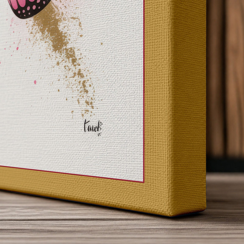 Butterfly in Bloom Botanical - Wrapped Canvas, 36x24 - 91.4 x 61.0 cm, Ochre Border