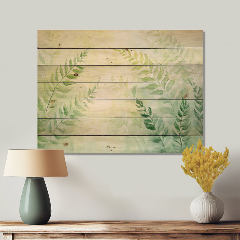Feuilles tropicales, forêt tropicale III - fougères, art mural sur bois de pin naturel, H 10 po x l 20 po