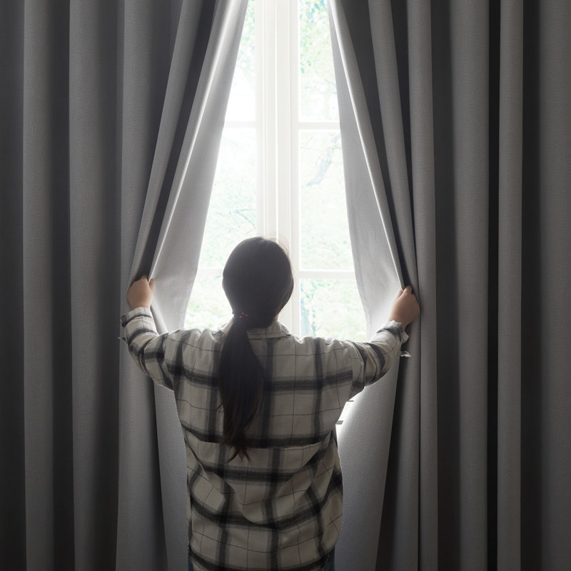 Linen Blend Blackout Curtain Panel Pair, Silver, 117cm Width x 137cm Drop