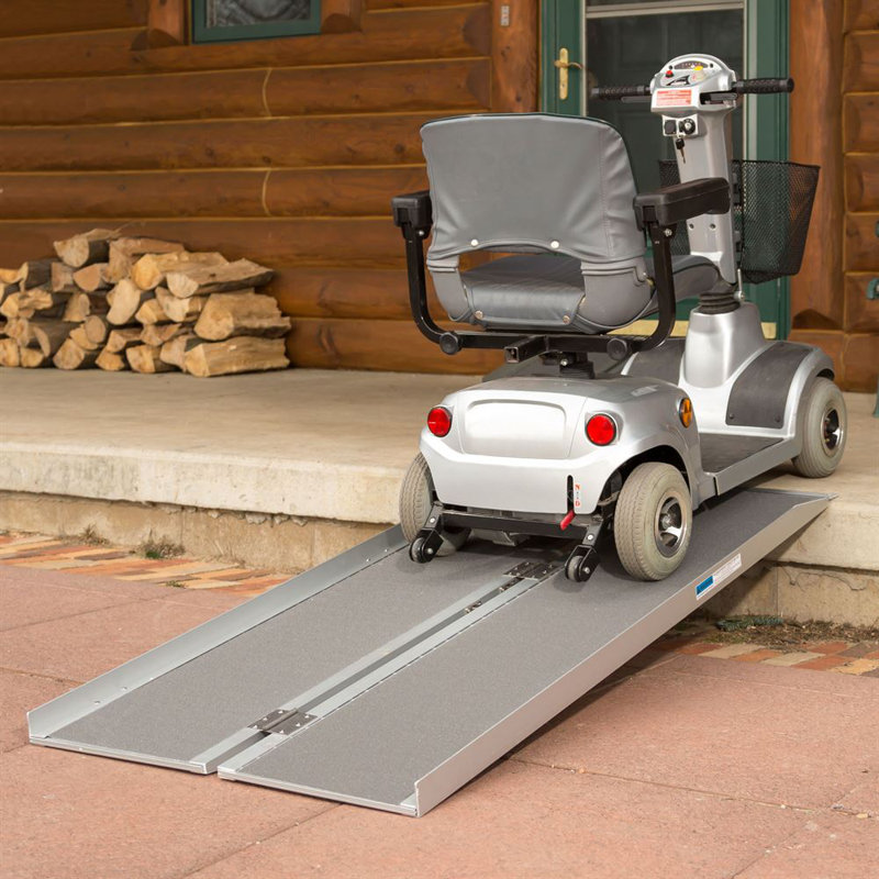 Folding Mobility Wheelchair Scooter Ramp Portable Aluminum, 36" H x 30" W x 36" D