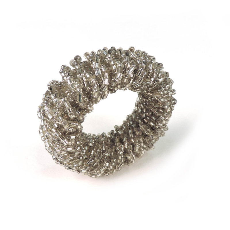 Rond de serviette perlé Bling-Bling, Argent