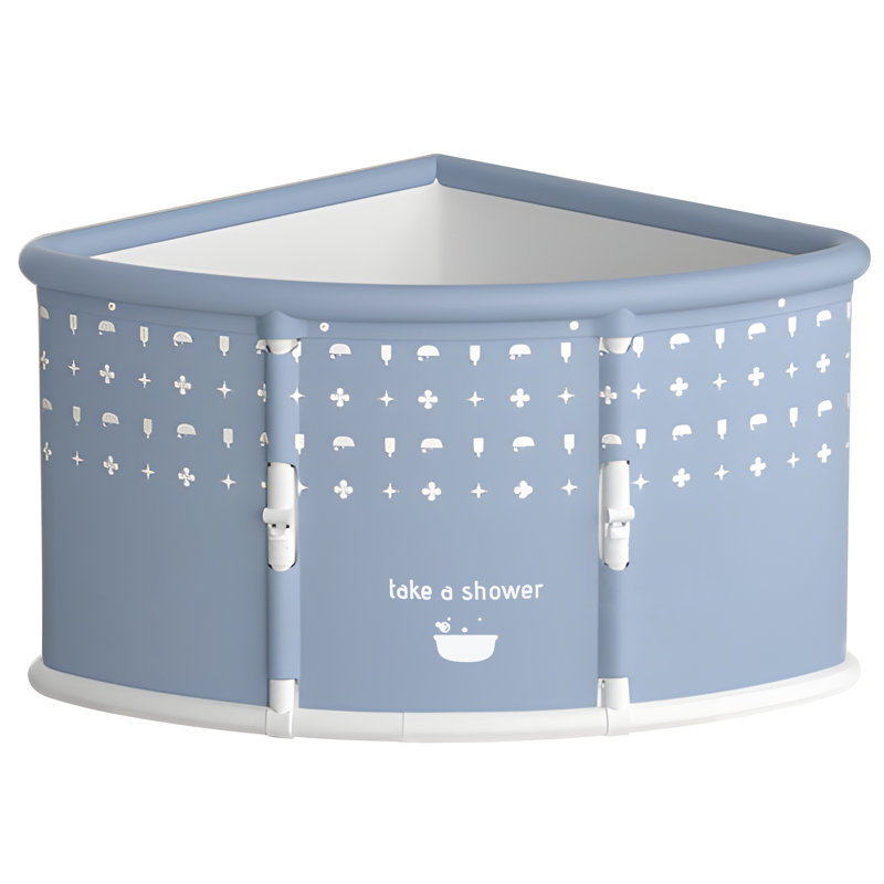 Fan-shaped Foldable Bathtub, Portable Bathtub for Adult, Large Collapsible Tub, Freestanding Surround Collapsible Tub, Effortless Folding Corner Bathtub