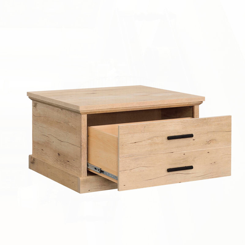 Table basse avec tiroir spacieux et tablette réglable - finition brune, Naturel