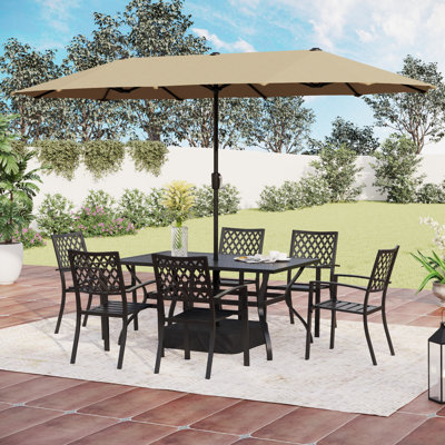 Alyah Rectangular 6 - Person 60" Long Dining Set with Umbrella
