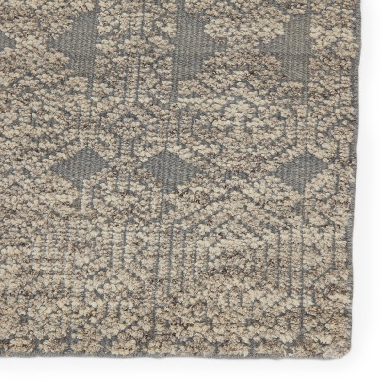 Hand Knotted Wool Area Rug in Gray, Rectangle 10' x 14'