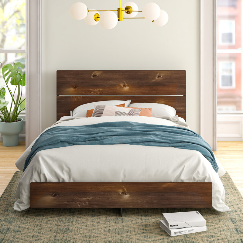 Aletse Platform Bed & Headboard, Queen, Walnut