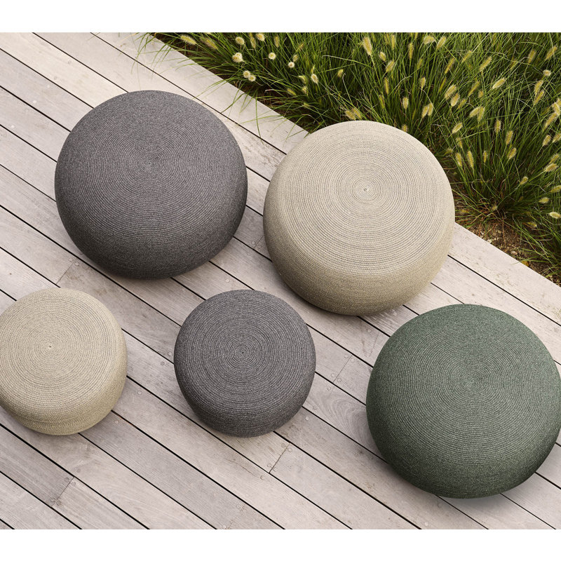 Circle Outdoor Ottoman, Taupe
