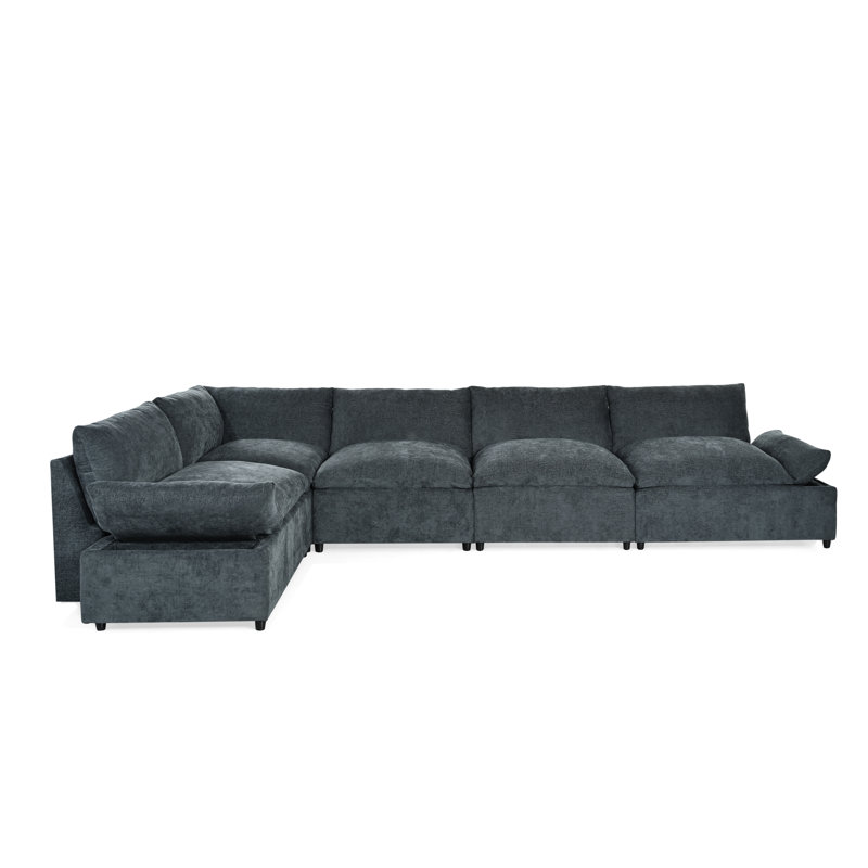 Polyester Upholstery Modular Deep Gray Sectional Sofa
