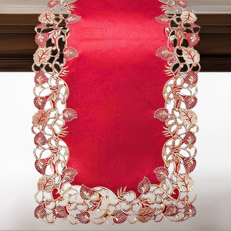 Chemin de table Niya pour la salle à manger, Bourgogne/or
