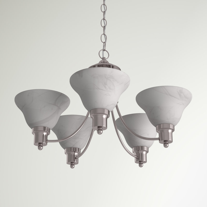 Lustre classique / traditionnel à 5 lumières Baronne, Nickel brossé