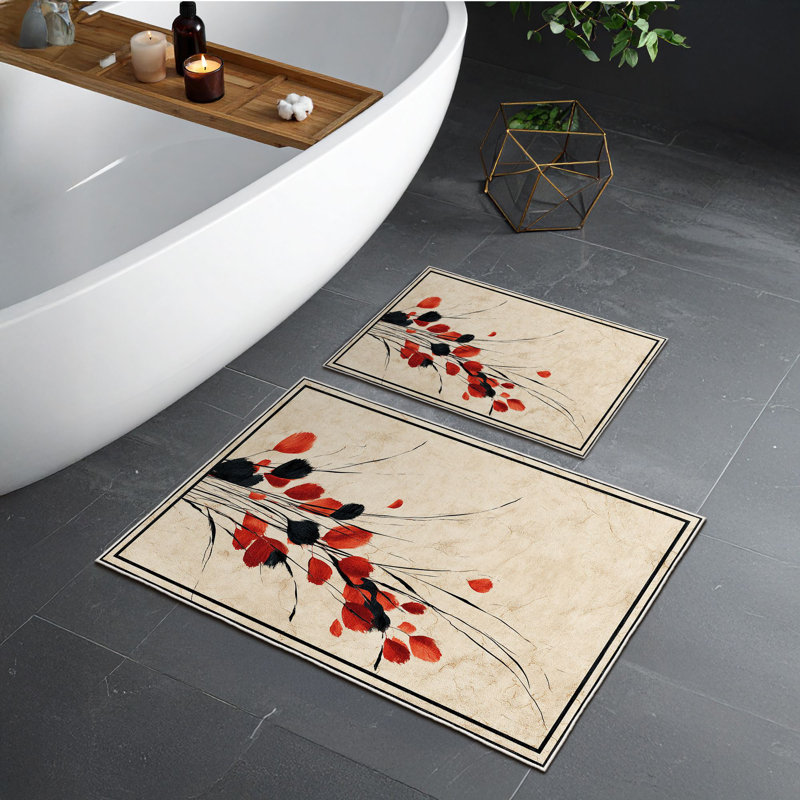Ensemble de tapis de bain ultra doux (2 pièces), beige, 19,7 po x 23,6 po et 23,6 po x 39,4 po | 100% polyester, 650 g / m², hauteur des poils de 0,2 po | Base à pois antidérapante, lavable à la machine, parfaite pour le confort et la sécurité de la salle de bain