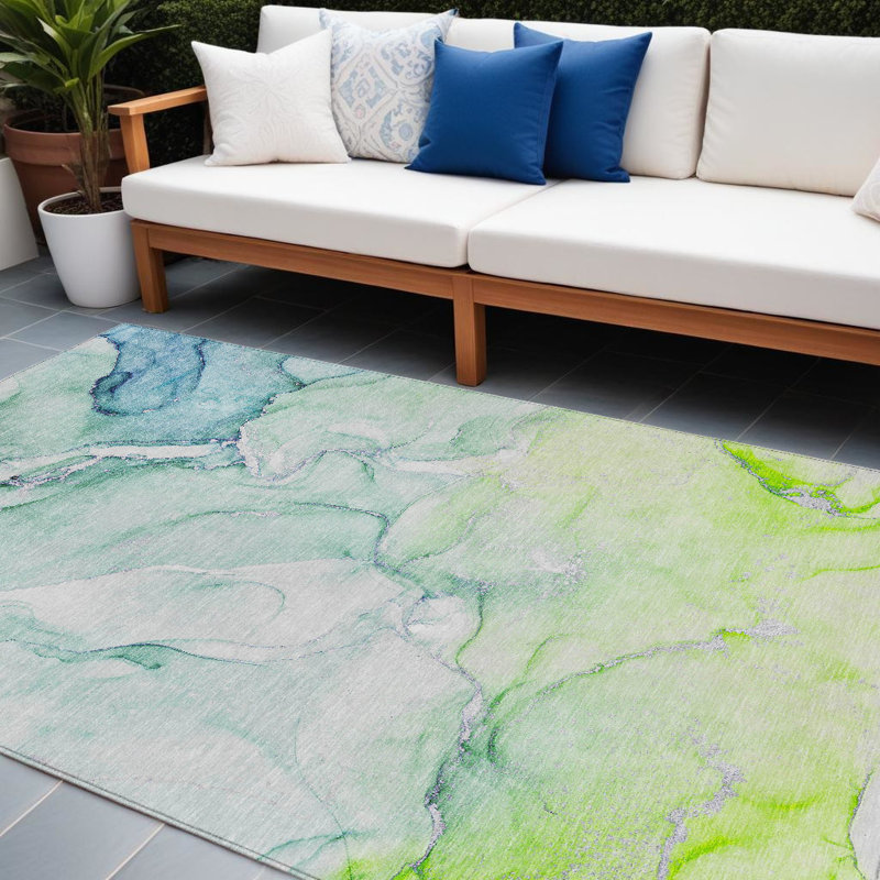 Tapis extérieur vert lavable antidérapant, Rectangle 9 pi x 12 pi