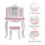 Ensemble de coiffeuse en bois Teamsis pour enfants avec miroir à trois volets, tiroir de rangement, tabouret assorti et table de maquillage pour enfants de 3 ans et plus-773128970