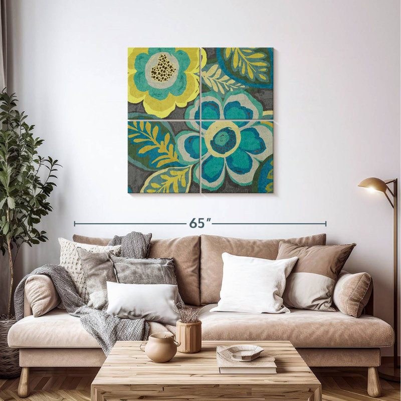 Assortiment floral bleu sarcelle sur gris foncé II