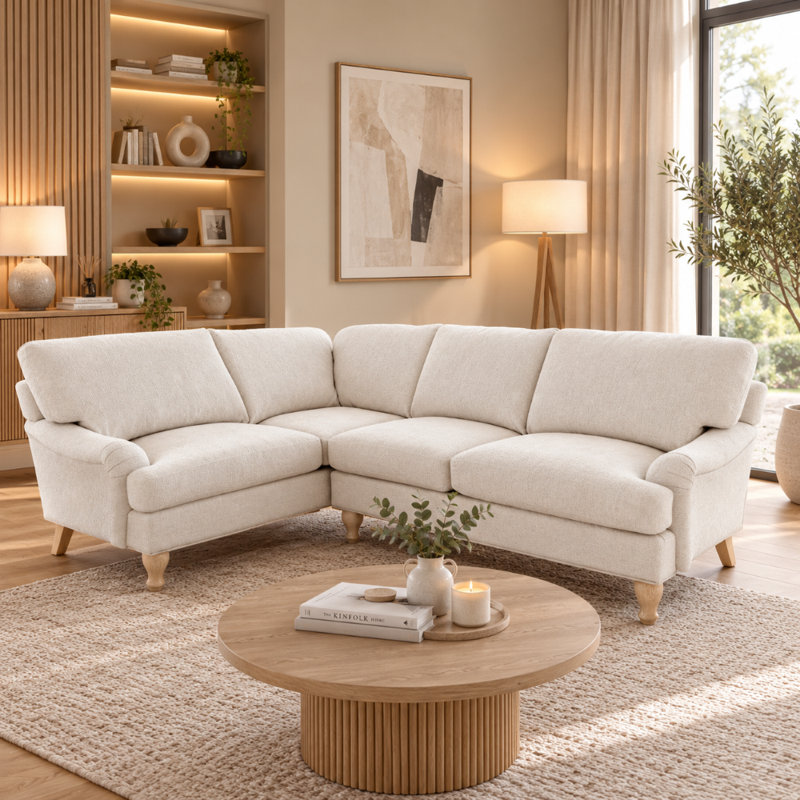 Chenille Timeless Chaise Sofa