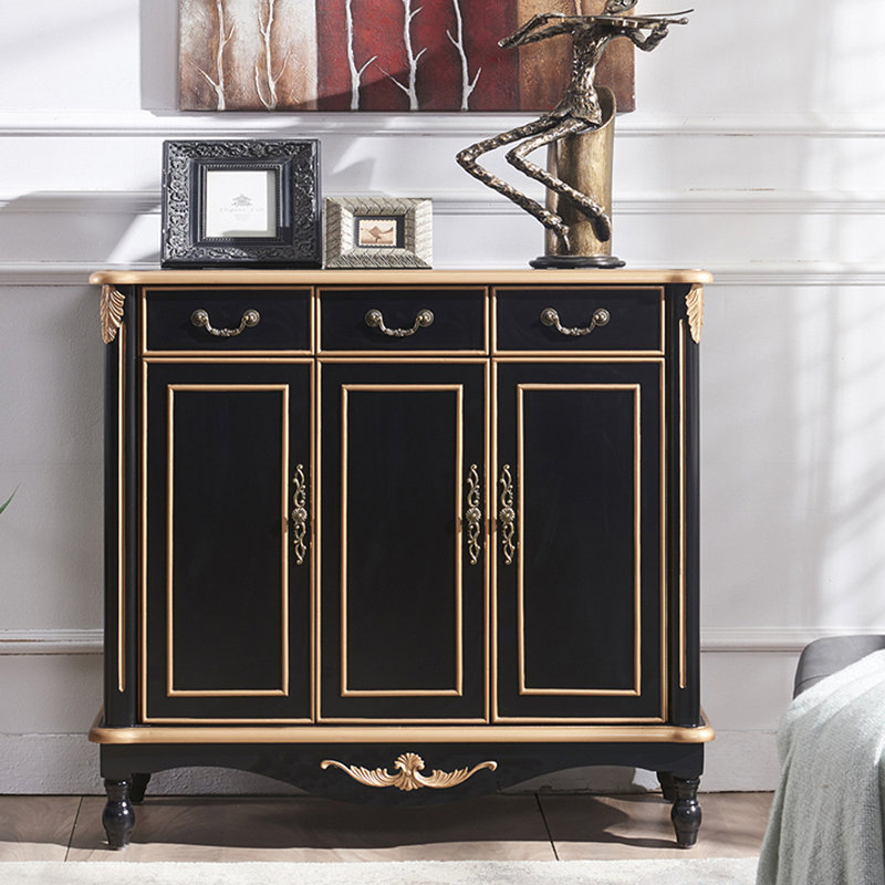 Armoire de rangement Fine Carved Art, Noir