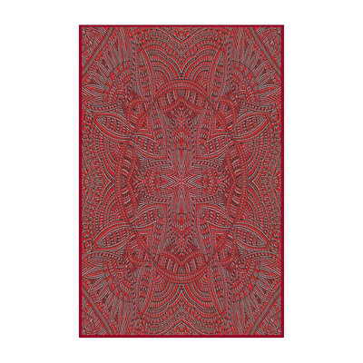Tapis de zone rouge à motifs Adrastus