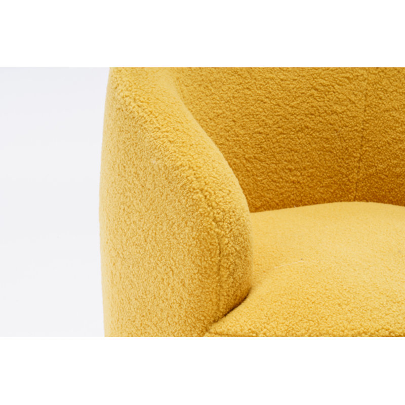 Swivel Accent Armchair Barrel Chair With Powder Coating Metal Ring, Foam Yellow, 24" W x 15" H