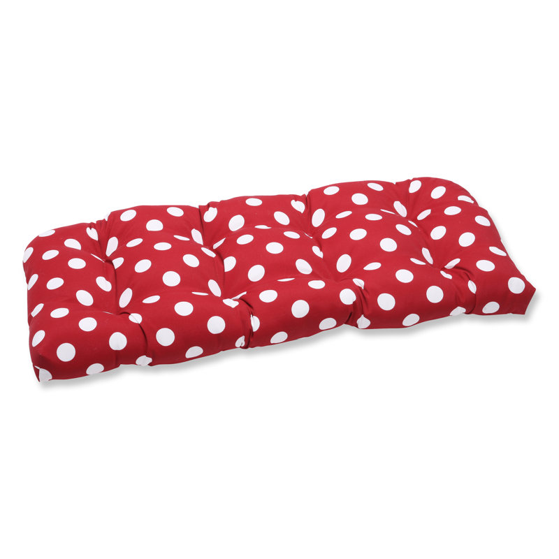 Renel Outdoor 5'' Loveseat Seat Cushion, Red/White Polka Dot
