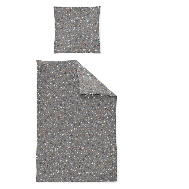 Sky 8420 Mako Satin Duvet Cover Set, 155 x 220cm -  1 Pillowcase (80 x 80 cm), Gray