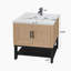 Meuble-lavabo 32 po avec lavabo en céramique et robinet d'eau chaude et froide, armoire de salle de bain autoportante avec 2 portes de rangement et tablette ouverte en fer pour la salle de bain-1378023133