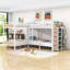Lit superposé simple en métal avec 5 tiroirs, armoire ouverte et tablettes Quad-1177588866